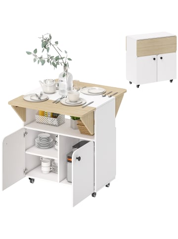 HOMCOM Klapptisch in Weiß & Naturholz 70L x 83B x 75H cm