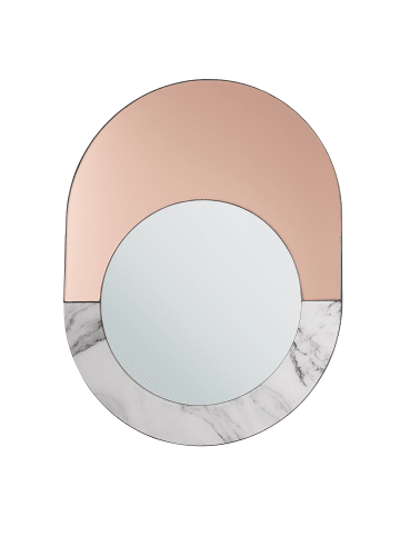 Beliani Dekospiegel RETY in Roségold/Weiß/Grau - (W) 50 x (H) 65 x (L) 2 cm Vertikal