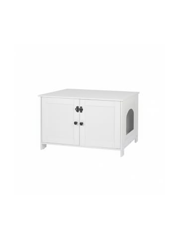 relaxdays Katzenschrank in Weiß - (B)78,5 x (H)46 x (T)44,5 cm