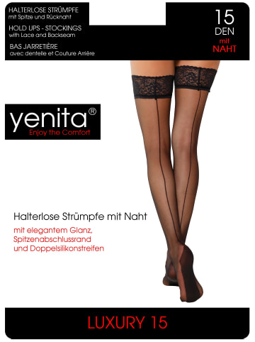 Yenita® Halterlose Nahtstrümpfe "Luxury 15" 2er Pack in Schwarz