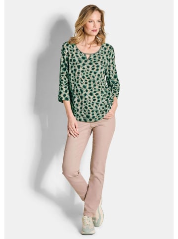 GOLDNER Blusenshirt Elegante Viskosebluse mit Leo-Muster in graugrün / gemustert