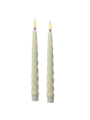 MARELIDA 2er Set LED Stabkerzen TWIST Tafelkerzen gedreht H: 25cm in creme