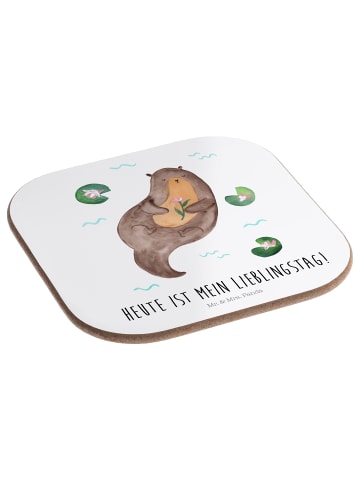 Mr. & Mrs. Panda Teeuntersetzer Otter Seerose mit Spruch in Weiß