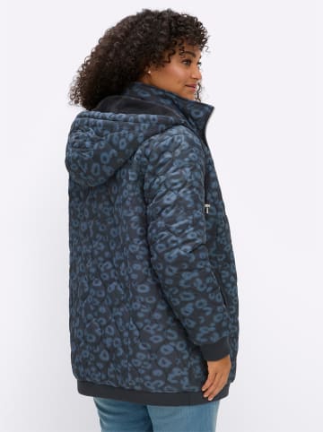 sheego Steppjacke in tiefblau-rauchblau-bedruckt