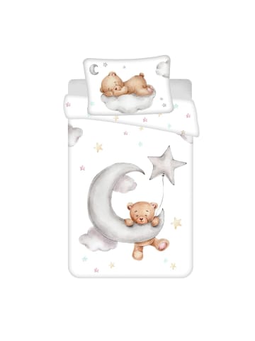 COFI 1453 Baby Bettwäsche Teddy Bear Moon 100x135 cm Baumwolle Set mit in Mehrfarbig