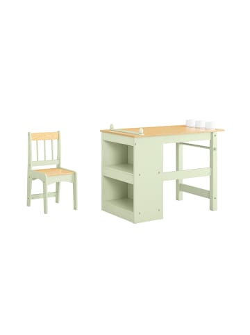 SoBuy Kinder-Schreibtisch mit Stuhl in Mattes Salbeigrün - (W) 45 x (H) 66 x (L) 80 cm