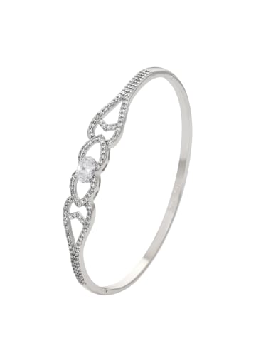 faina Women Crystal-Studded Bangle Bracelet in Silver