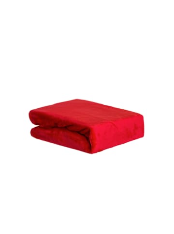 COFI 1453 Plüsch Spannbettlaken mit Rundumgummizug - Cashmere Touch 180 gsm in Rot
