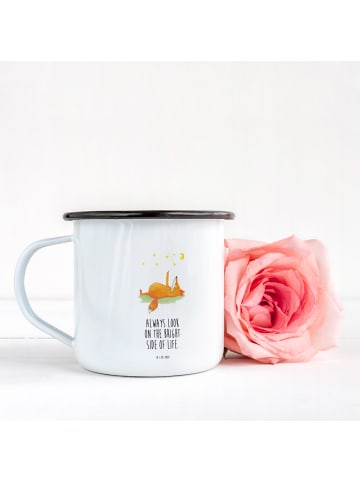 Mr. & Mrs. Panda XL Emaille Tasse Fuchs Sterne mit Spruch in Weiß