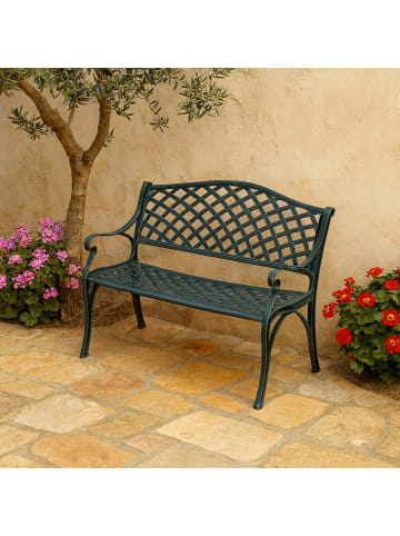 relaxdays Gartenbank in Schwarz/ Grün - (B)102 x (H)82 x (T)60 cm