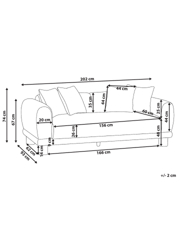 Beliani 5-tlg 3-Sitzer Sofa PORI in Grau