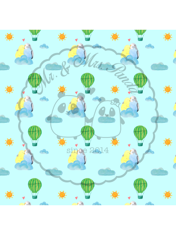 Mr. & Mrs. Panda Servier Tablett Wellensittich Liebe ohne Spruch in Blau