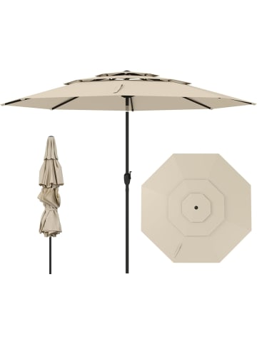 COSTWAY 300cm Sonnenschirm windfest stabil in Beige