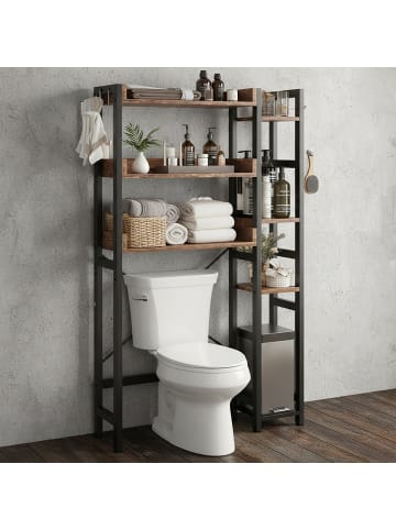 relaxdays Toilettenregal in Schwarz/ Braun – (B)80 x (H)161 x (T)24 cm