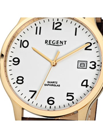 Regent Analog-Armbanduhr Regent Lederarmband braun mittel (ca. 39mm)