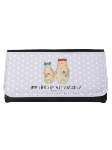 Mr. & Mrs. Panda Damengeldbeutel Bären mit Blumenkranz mit Spruch in Grau Pastell