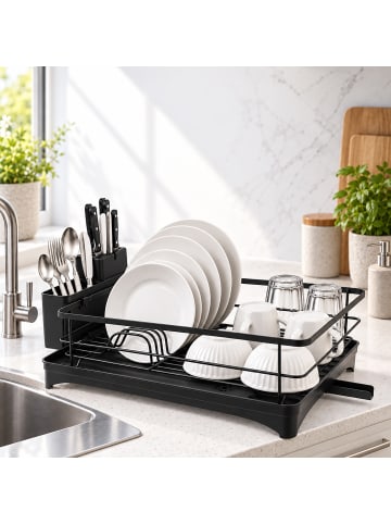 relaxdays Abtropfgestell in Schwarz - (B)43 x (H)21 x (T)29,5 cm