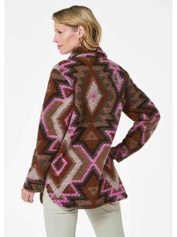 GOLDNER Hemdjacke in braun / pink / gemustert