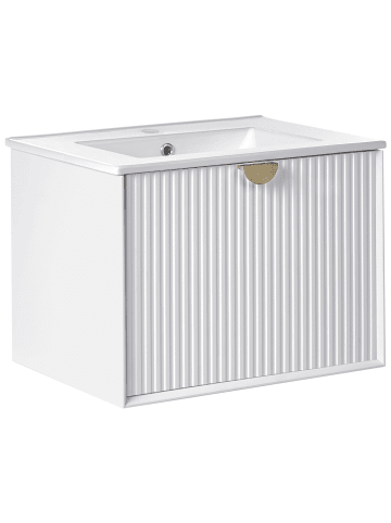 Beliani Badezimmerschrank mit Spiegel BONAIRE in Weiß - (W) 60 x (H) 43 x (L) 45 cm