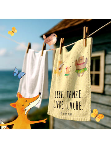 Mr. & Mrs. Panda Handtuch Waldtiere Aloha mit Spruch in Gelb Pastell