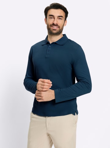 WITT WEIDEN Langarm-Poloshirt in dunkelblau