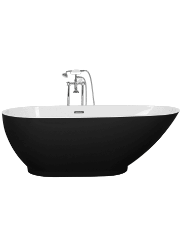 Beliani 2-tlg Freistehende Badewannen GUIANA in Schwarz/Weiß/Silber