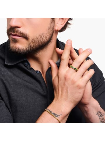Thomas Sabo Ring Krokodilpanzer Mit Smaragdgrünen Steinen in gold, grün