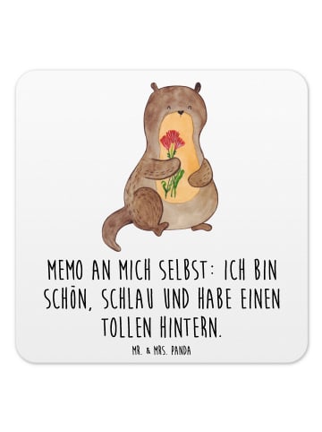 Mr. & Mrs. Panda Tischuntersetzer Otter Blumenstrauß mit Spruch in Weiß