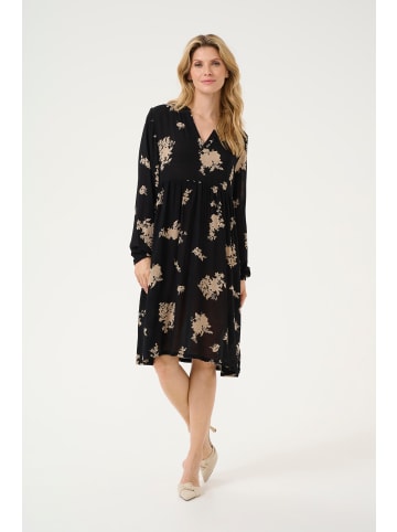 Kaffe Kleid KAbabett A-shape in Black/Brown Flower Print