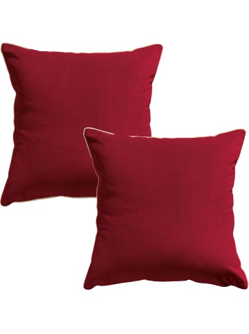 Erwin Müller Nicky-Velours, Samt Kissenhülle 2er-Pack Manchester in rot