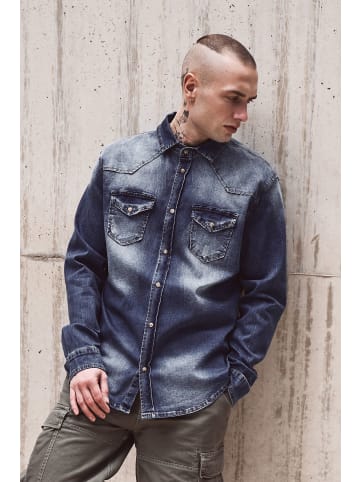 Brandit Hemd "Riley Denim Shirt Long Sleeve" in Blau