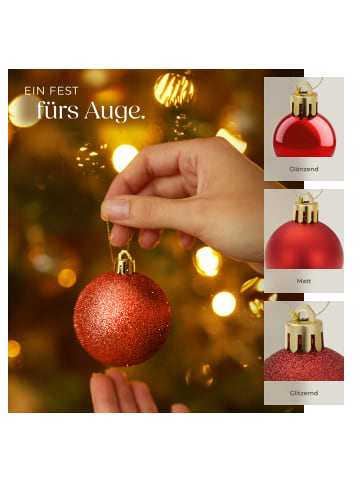 tectake Weihnachtsdeko 86-er Set, bruchsicher, Durchmesser 3, 4 und 6 cm