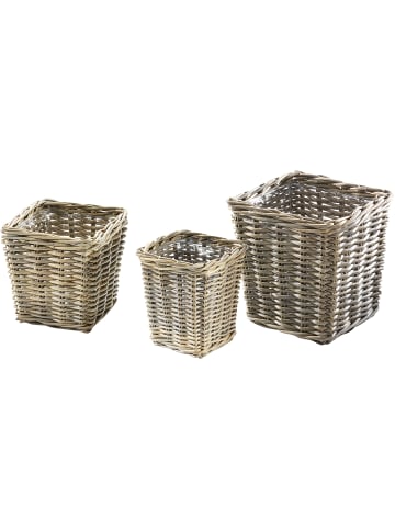 kobolo 3tlg. Set Blumentopf RATTANPOT3 in Grau