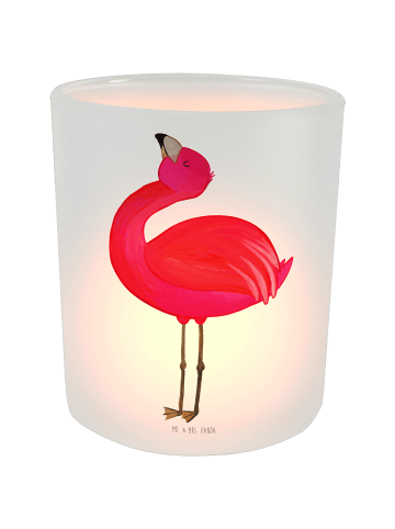 Mr. & Mrs. Panda Windlicht Flamingo Stolz ohne Spruch in Transparent