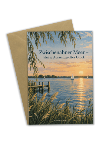 Grußkarte See entspannt Design mit Spruch in Weiß