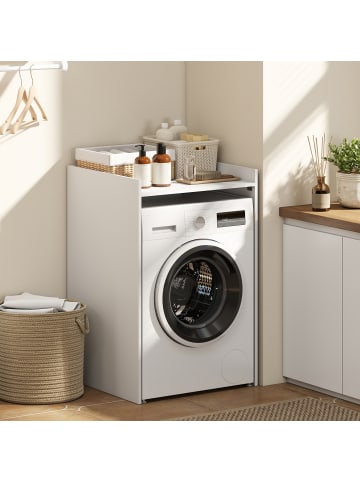 HOMCOM Badezimmerschrank-64L x 60B x 97,5H cm-Weiß