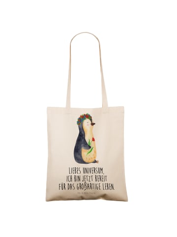 Mr. & Mrs. Panda Laptoptasche Pinguin Blumen mit Spruch in Creme