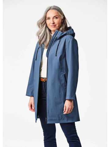 GOLDNER Kurzgröße: Wetterfeste Regenjacke mit Kapuze in rauchblau