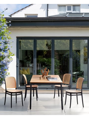 Beliani 4er-Set Gartenstuhl PLOSE in Beige/Schwarz