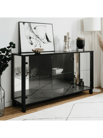 CALICOSY Sideboard ALBI in Schwarz - (W) 160 x (H) 85 x (L) 37,5 cm
