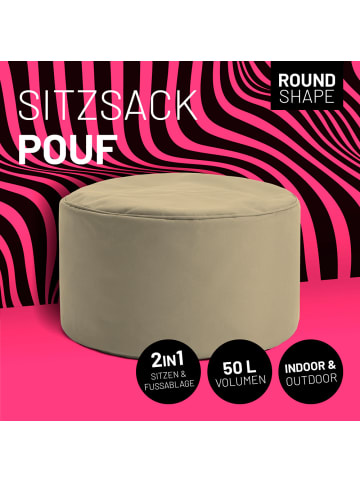 Lumaland Sitzsack-Hocker Pouf rund 50l beige  Braun