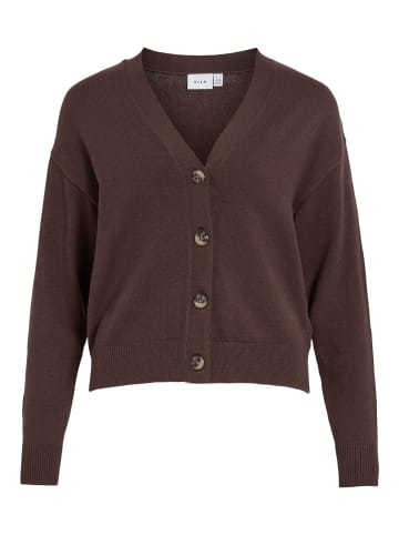 Vila V-Neck Knit Cardigan in Coffee Bean