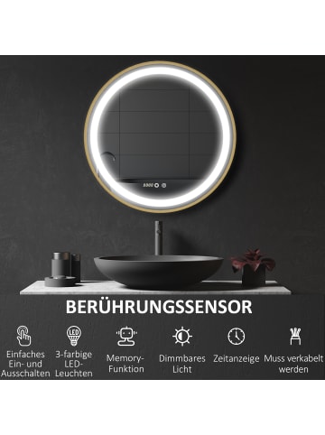 Kleankin Badspiegel-60L x 4B x 60H cm-Gold