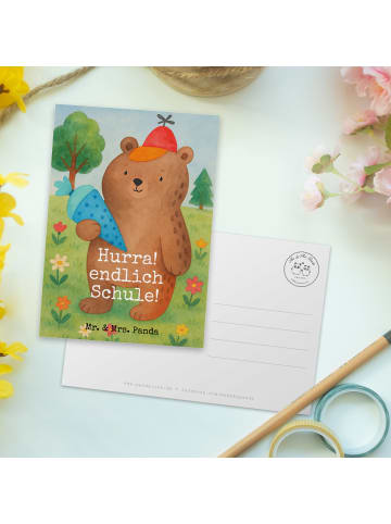 Mr. & Mrs. Panda Postkarte Bär Schultüte Design mit Spruch in Weiß