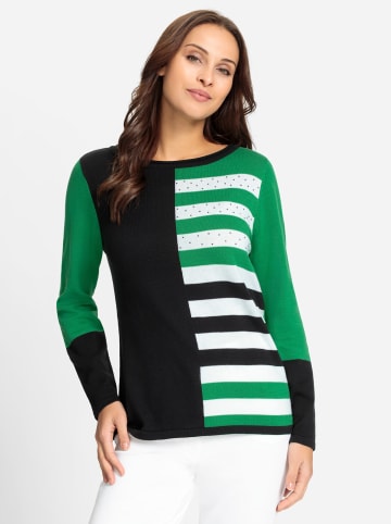 WITT WEIDEN Pullover in grasgrün-schwarz-gemustert