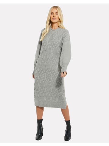 Threadbare Strickkleid THB Harley Cable Knit Midi in Grau