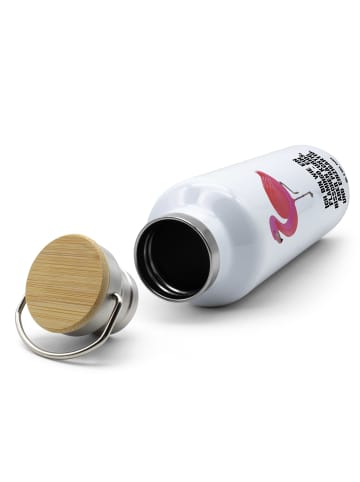Mr. & Mrs. Panda thermos trinkflasche Flamingo Classic mit Spruch in Weiß