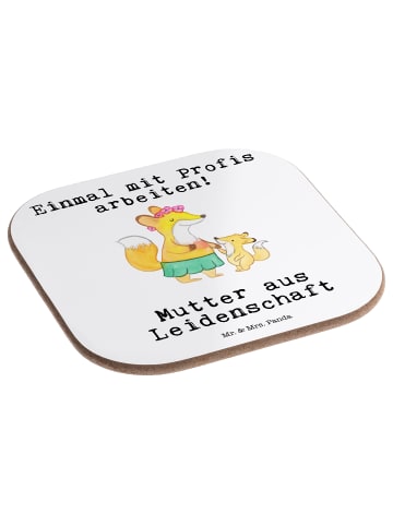 Mr. & Mrs. Panda Untersetzer Glas Mutter Leidenschaft mit Spruch in Weiß