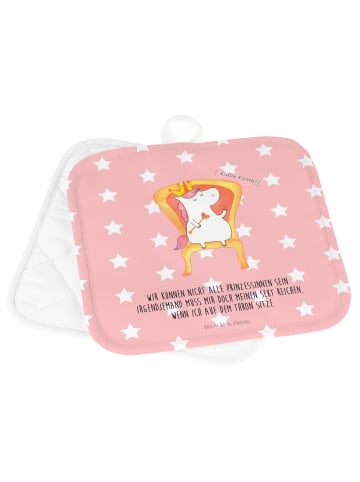 Mr. & Mrs. Panda 2er Set Topflappen  Einhorn Prinzessin mit Spruch in Rot Pastell