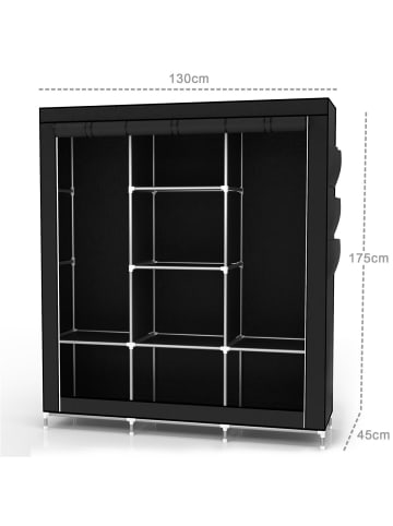 Intirilife Stoffschrank 130x175x45 cm in RABEN SCHWARZ